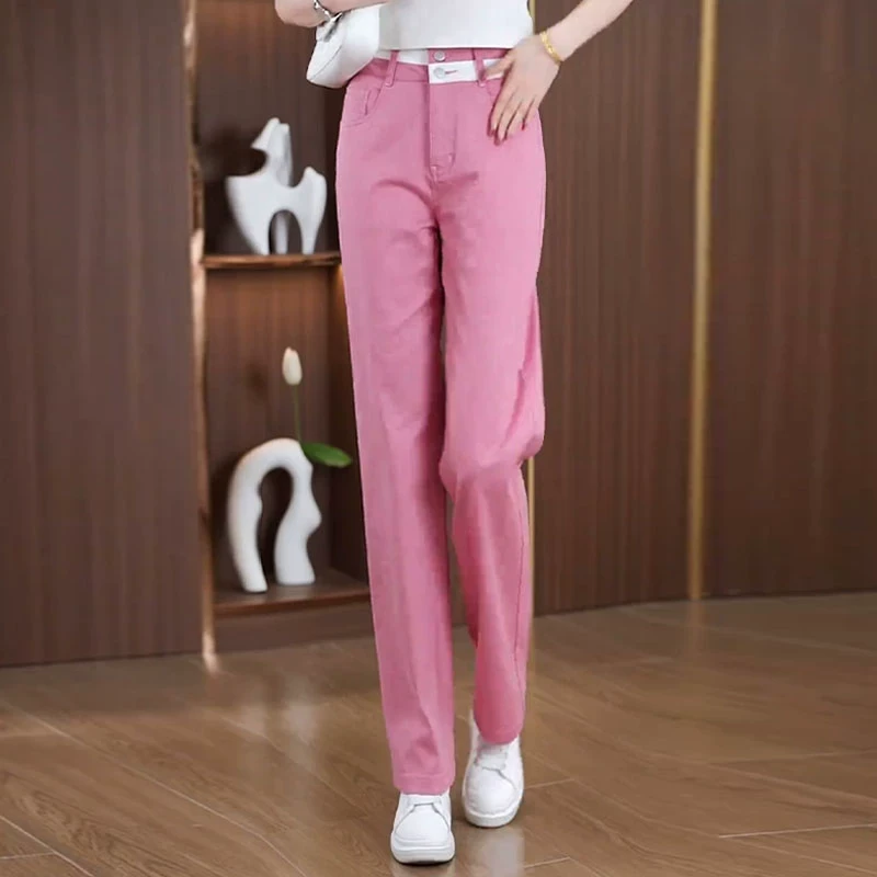 百搭阔腿软牛仔裤女夏季薄款爆款女裤2025新款高腰垂感窄版直筒裤