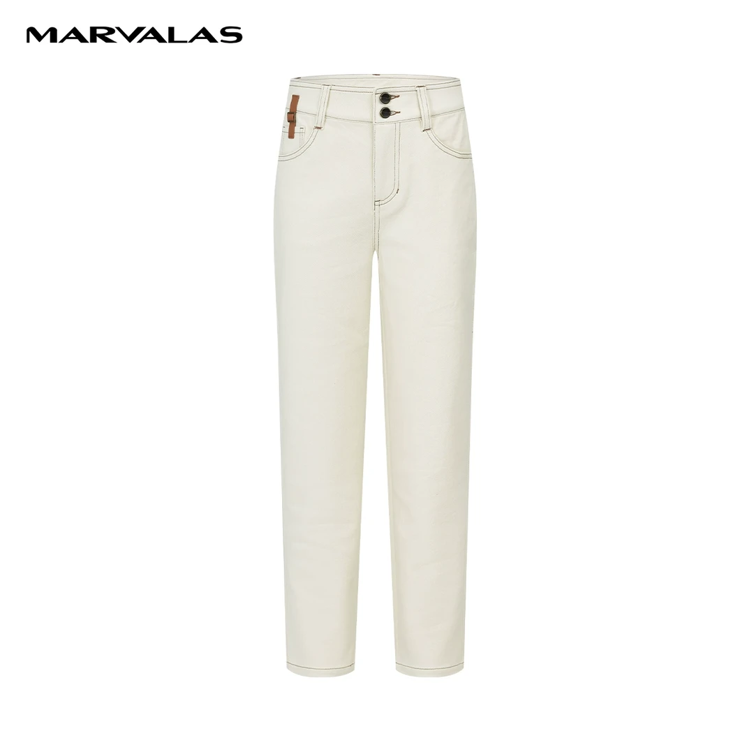 【婷婷专属】白色高腰牛仔裤女秋冬2022新款直筒宽松锥形裤