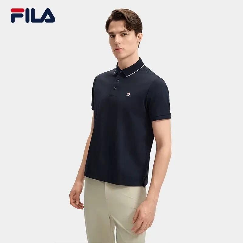 Fila/斐乐翻领针织短袖POLO衫2025秋商务运动透气T恤F11M431107F