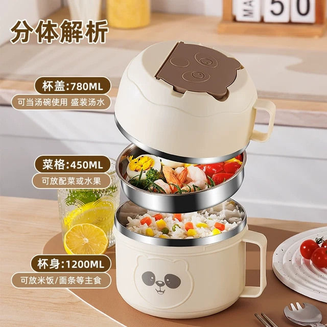 316L不锈钢泡面碗带盖饭盒宿舍上班族快餐杯学生食堂打饭套装保温