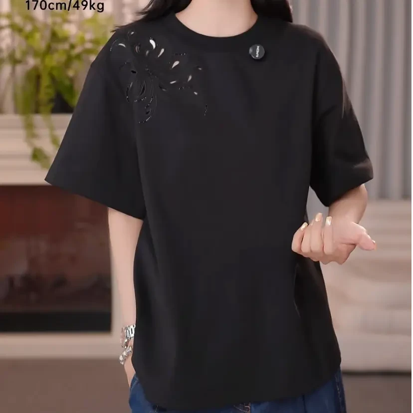AMASS/阿玛施25女士新款夏季休闲半袖百搭显瘦短袖圆领T恤530088