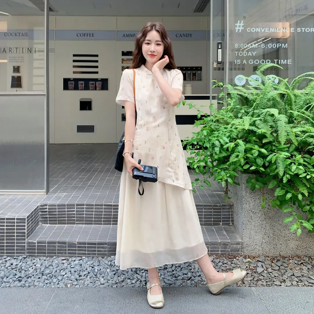 新中式改良旗袍连衣裙女2025夏季新款高级感千金贵气名媛风长裙子