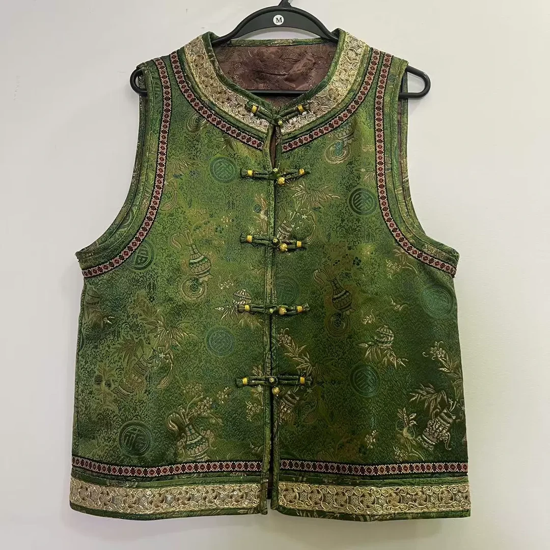 新中式绿色盘扣马夹春季2025新款高级感唐装女装高端国风坎肩上衣