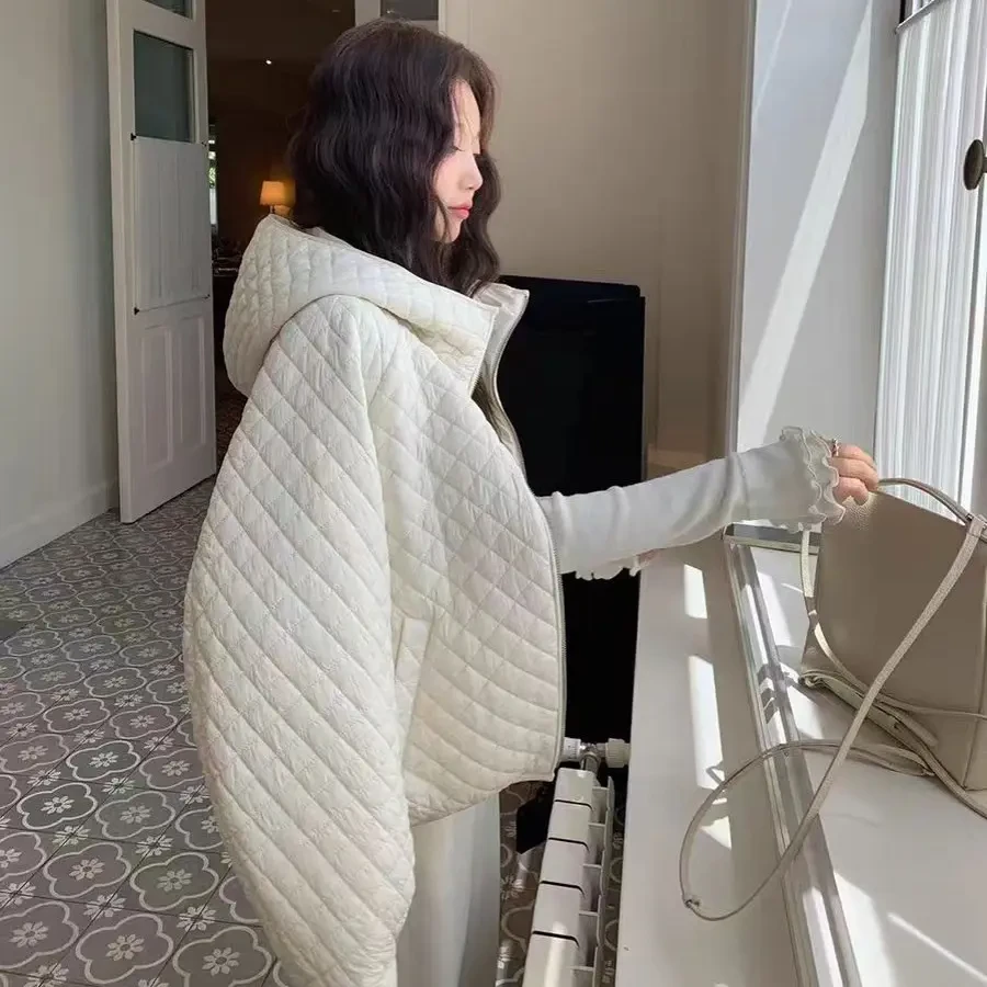 厚款连帽泡泡袖可爱风白色M