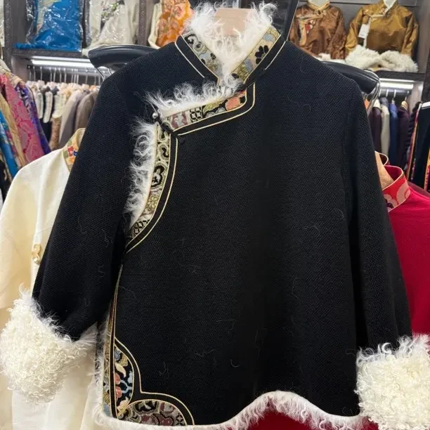 女款加绒加厚民族风冬季藏服保暖上衣