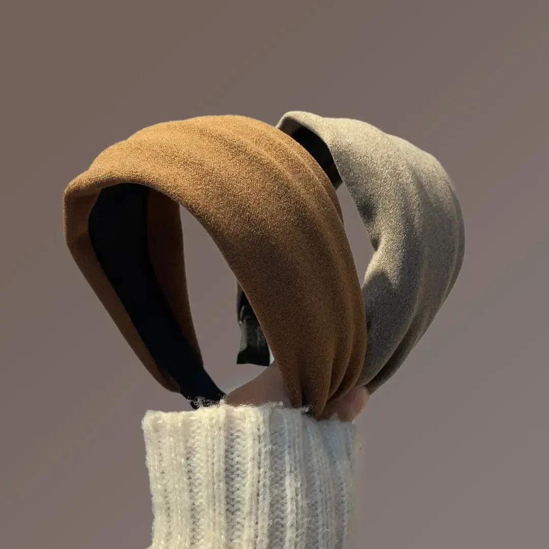 复古百搭发卡超宽发带发卡头饰发饰发箍南瓜秋棕针织宽边法式简约