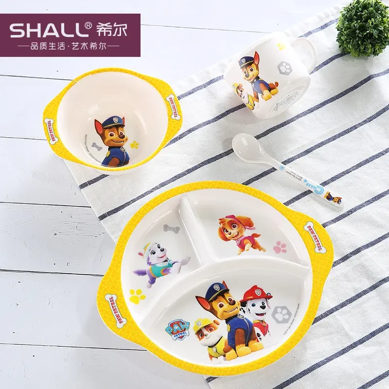 希尔儿童宝宝吃饭儿童汪汪队三格防滑易清洗少女心可爱卡通儿童碗