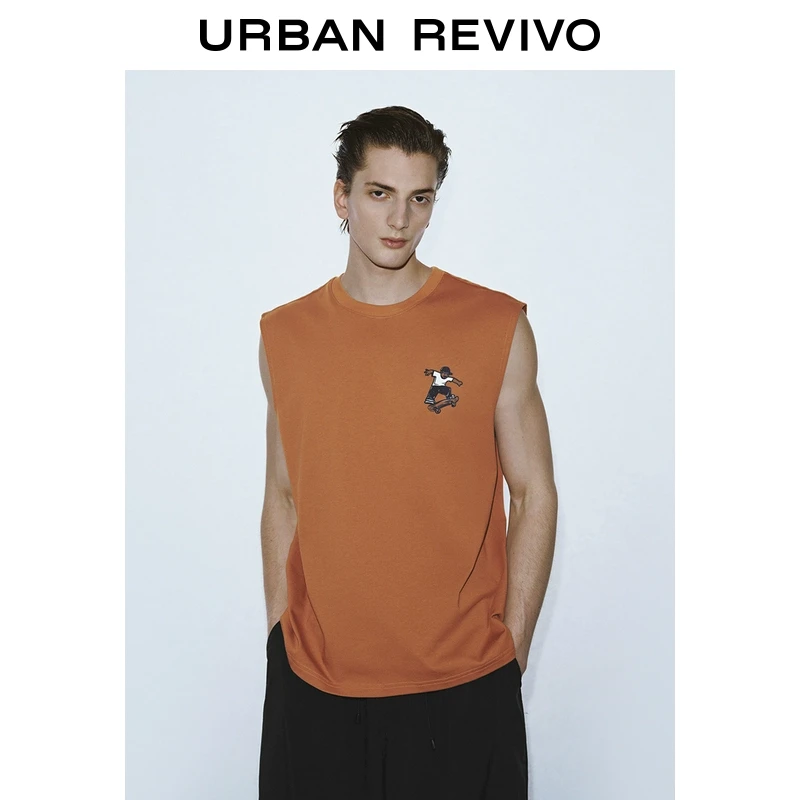 UR2025夏季新款男装潮流高街印花棉质宽松无袖背心UMV450114