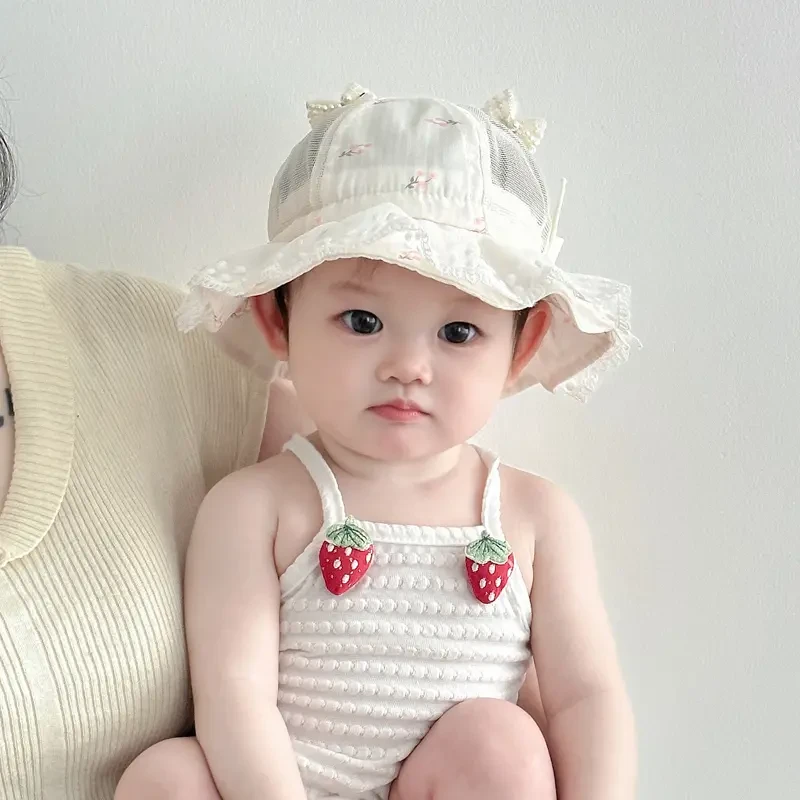 婴儿帽子夏季薄款宝宝女遮阳帽防晒帽渔夫帽