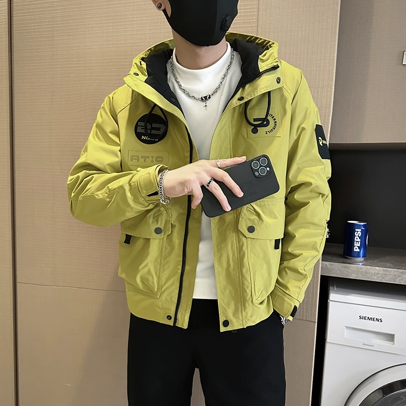 CJZ简约春秋季潮流时尚夹克男士外套保暖韩版百搭青年宽松帅气