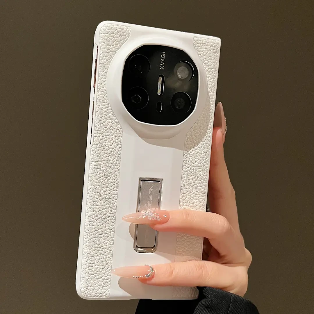 适用华为MateX6折叠屏手机壳女男MateX5荔枝纹折叠一体支架MateX3