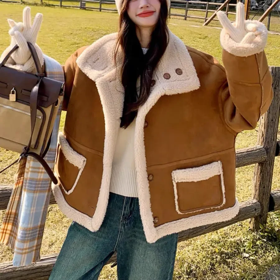 人造皮草 人造皮草外套冬季韩版宽松加厚保暖女时尚休闲风短款