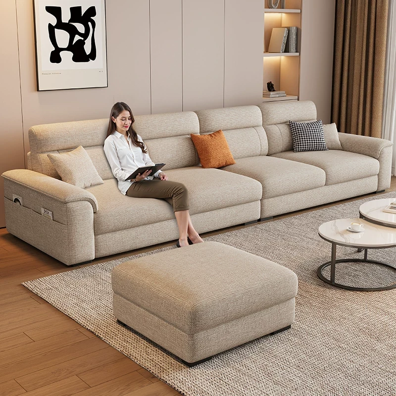 柏丝纳2025新款高端雪尼尔布艺沙发客厅简约四人位组合宽坐深