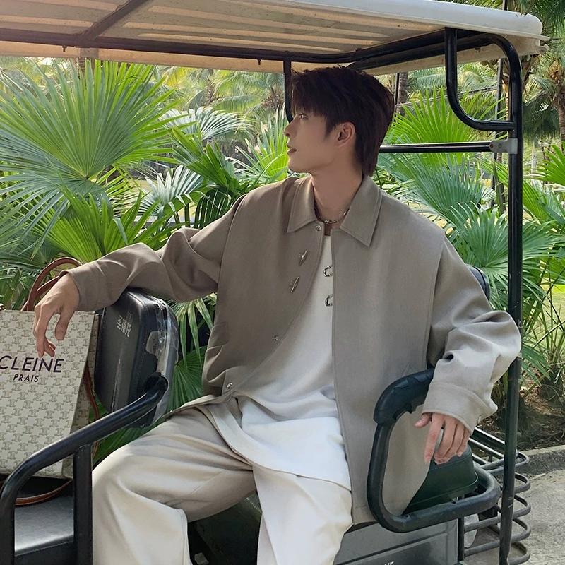 一轩轩轩【琥珀晚风】春秋新款新中式行政夹克男痞帅百搭外套180521