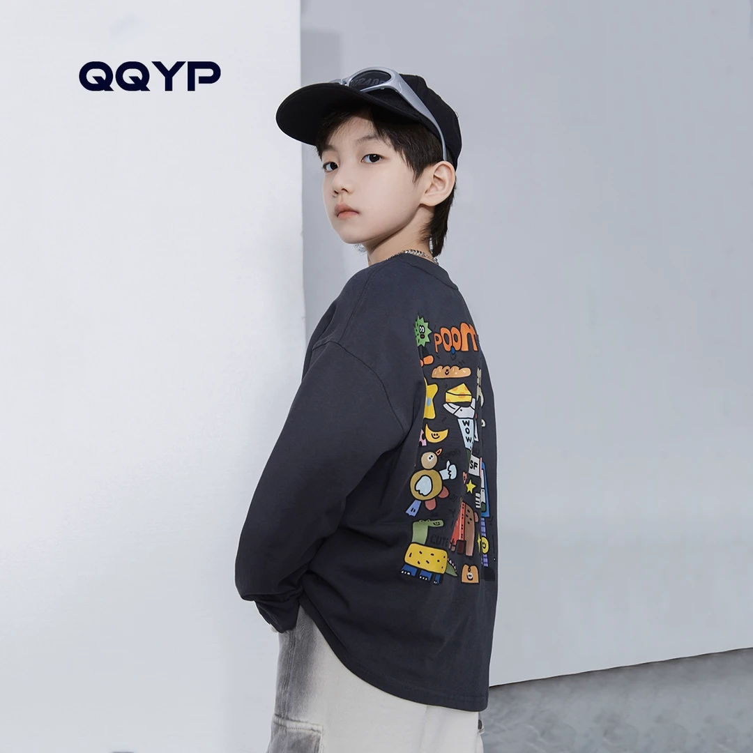 男童长袖t恤2025春秋装新款中大童韩版宽松打底衫儿童洋气上衣