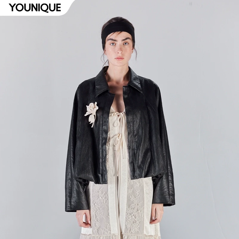 【ICE DUST】新品25SS环保皮翻领休闲外套女