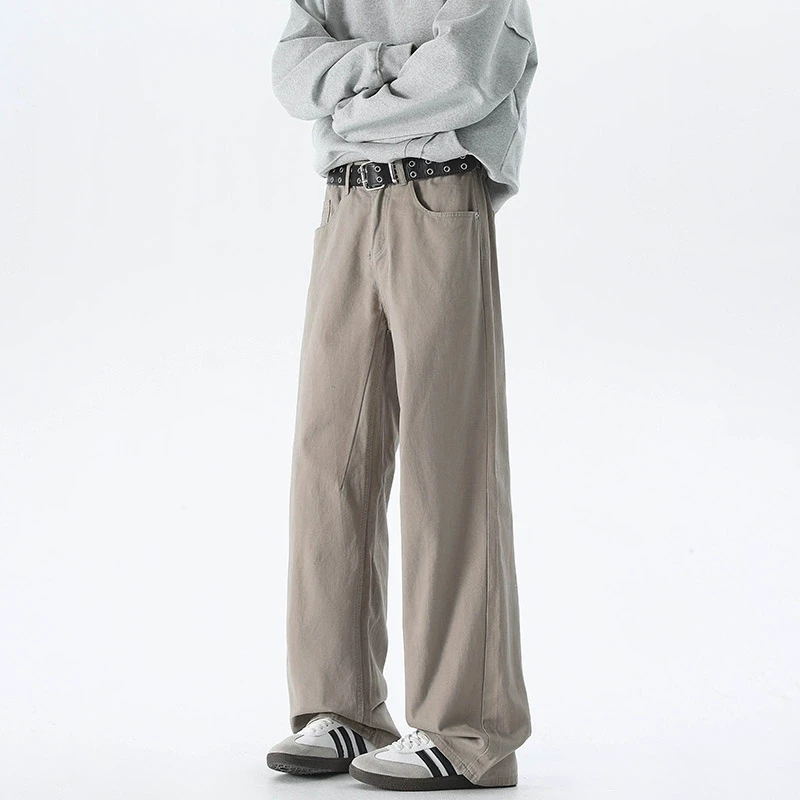 美拉德牛仔裤男女潮牌复古cleanfit垂感直筒拖地百搭休闲阔腿长裤