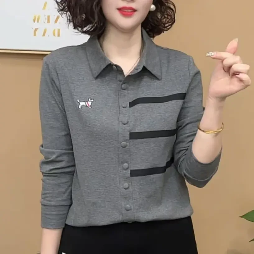 2025春秋气质显瘦常规款薄款常规修身型女装衬衫极简风POLO领