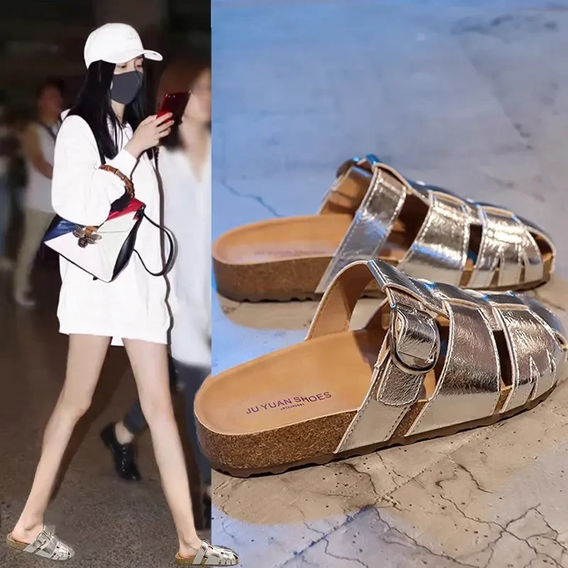 爆款包头拖鞋女夏季外穿2025新款厚底镂空软底一脚蹬懒人半拖鞋子