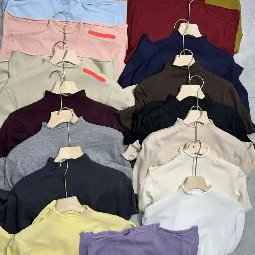 百搭常规款女针织长袖毛针织衫毛衣半高领纯色