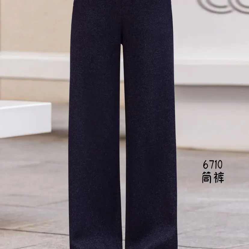 新款时尚洋气百搭加绒加厚直筒裤6710