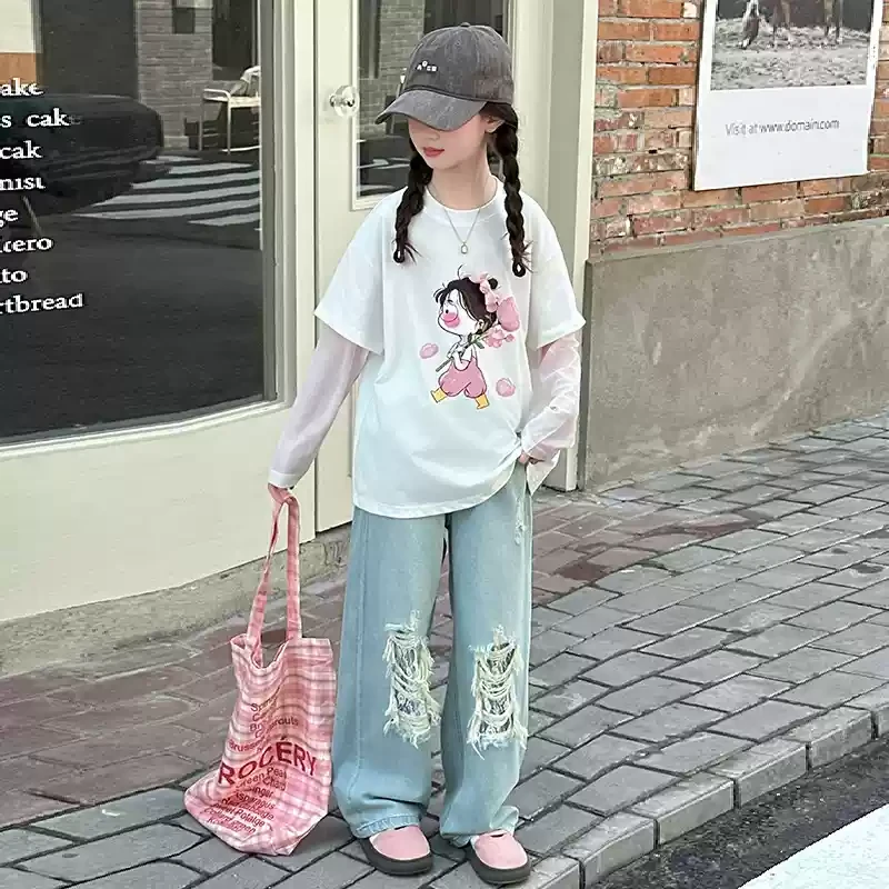 女童夏装2025新款洋气时髦套装中大童潮酷穿搭儿童夏季女孩两件套