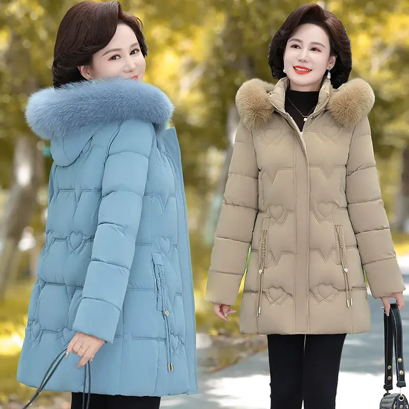 中老年女装棉衣外套冬装冬季加绒加厚女款时尚洋气妈妈装棉袄上衣