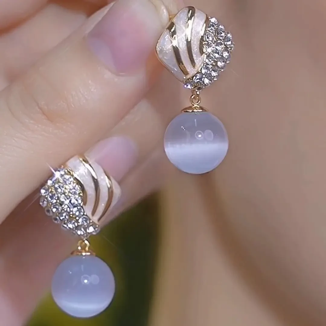 【轻奢专柜】猫猫石耳环女气质百搭2025年新款耳饰潮时尚耳钉礼物