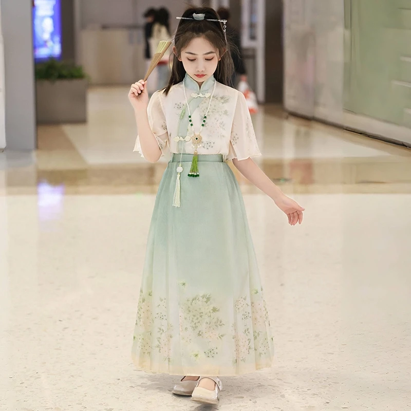 儿童马面裙女童夏装汉服2025新款中国风夏季套装小女孩新中式唐装