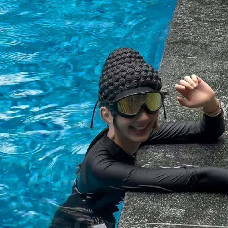 如来佛祖搞笑游泳帽女成人高颜值不勒头游泳帽子长发加大大头