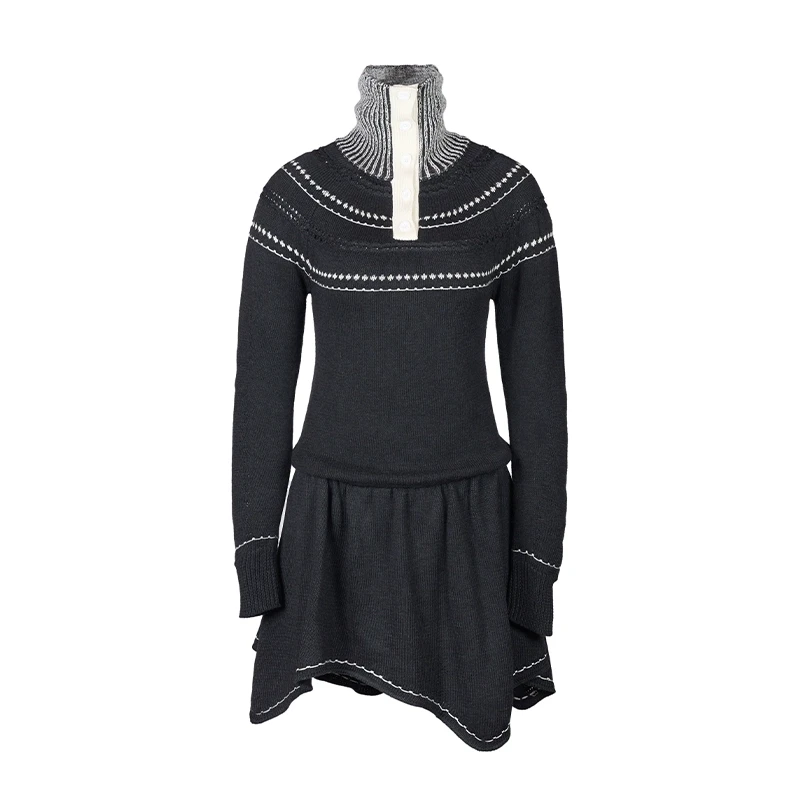 【Palavas】新品24秋冬森林舞曲高领针织收腰连衣裙女