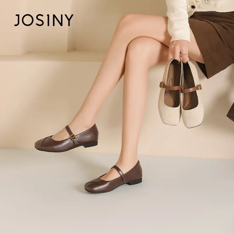 卓诗尼复古玛丽珍鞋2025年春季新款平底小皮鞋一字带软底法式单鞋