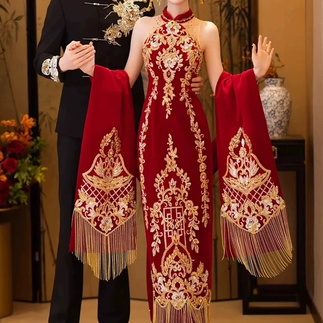 新娘晨袍绝美秀禾服夏季薄款2025新款新中式改良旗袍礼服嫁衣婚服