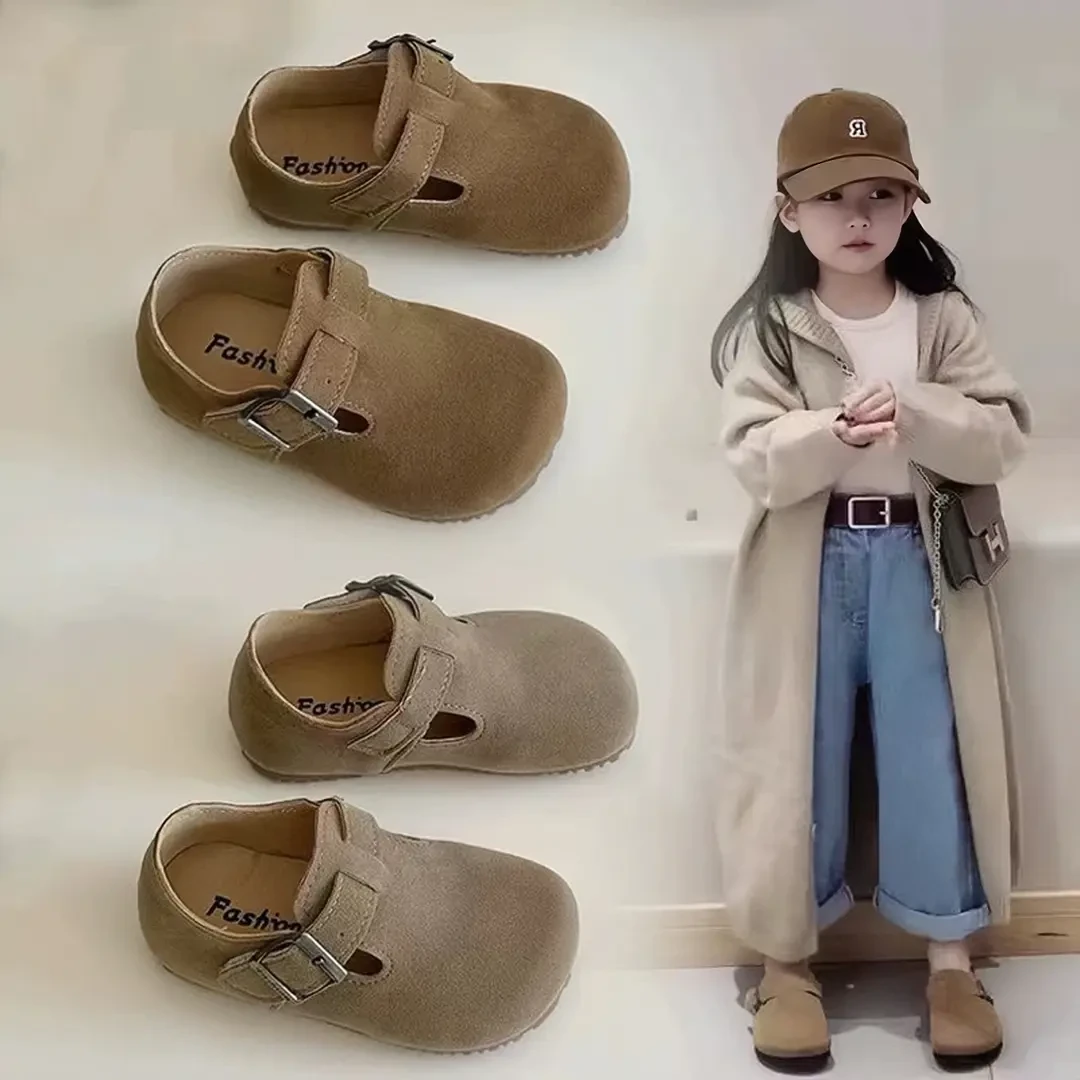 ABC儿童勃肯鞋女童皮鞋2025春秋新款防滑软底女宝豆豆鞋宝宝鞋子