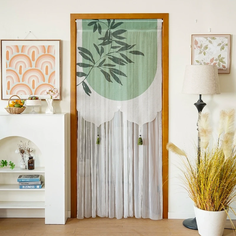 北欧风门帘隔断帘免打孔防蚊卧室家用厕所挂帘现代简约厨房遮挡帘