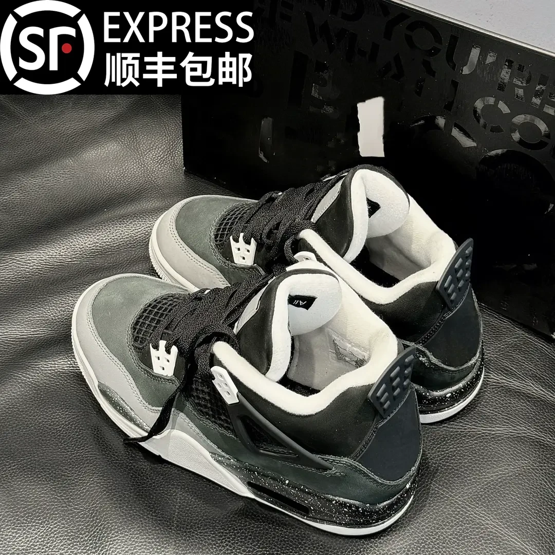 aj4恐惧高帮鞋男鞋灰色男女款秋季新款莆田厚底高帮运动篮球板鞋