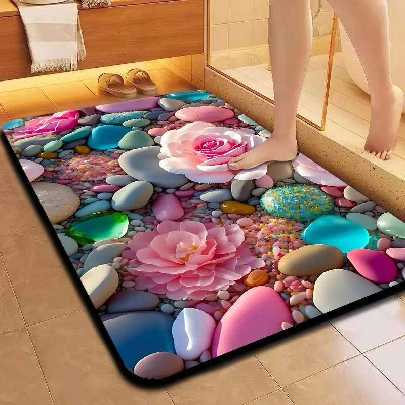 硅藻泥5D立体吸水防滑家用卧室卫生间洗手台浴室浴室吸水地垫