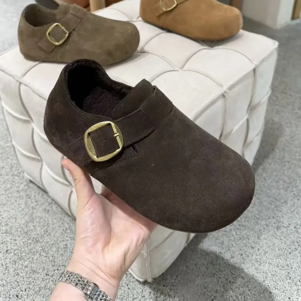 9801经典勃肯鞋牛反绒加绒不打滑不掉跟扣带复古百搭增高女款