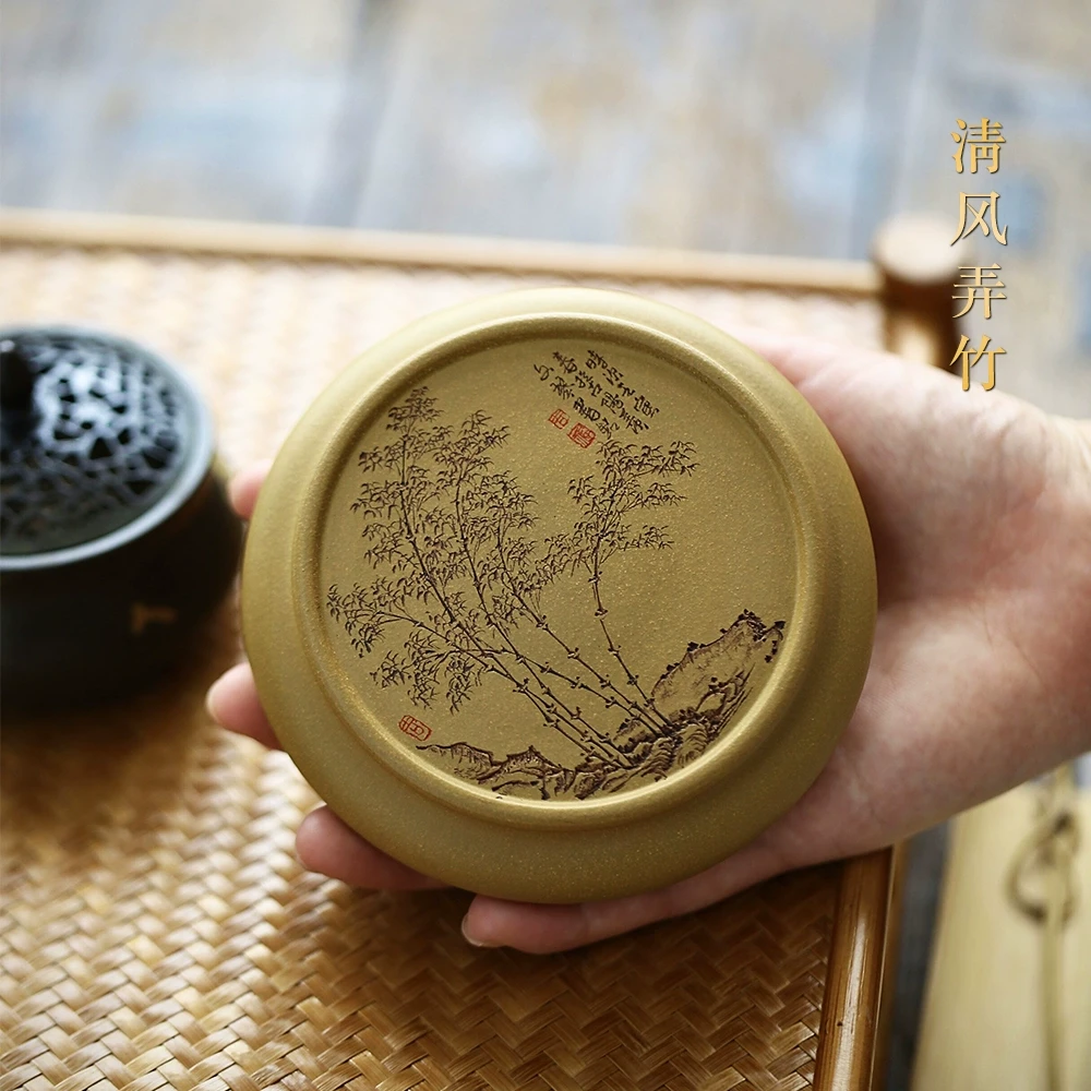 颐壶春宜兴紫砂盖置精品 名家手工茶器盖置 茶壶盖托原矿段泥杯垫