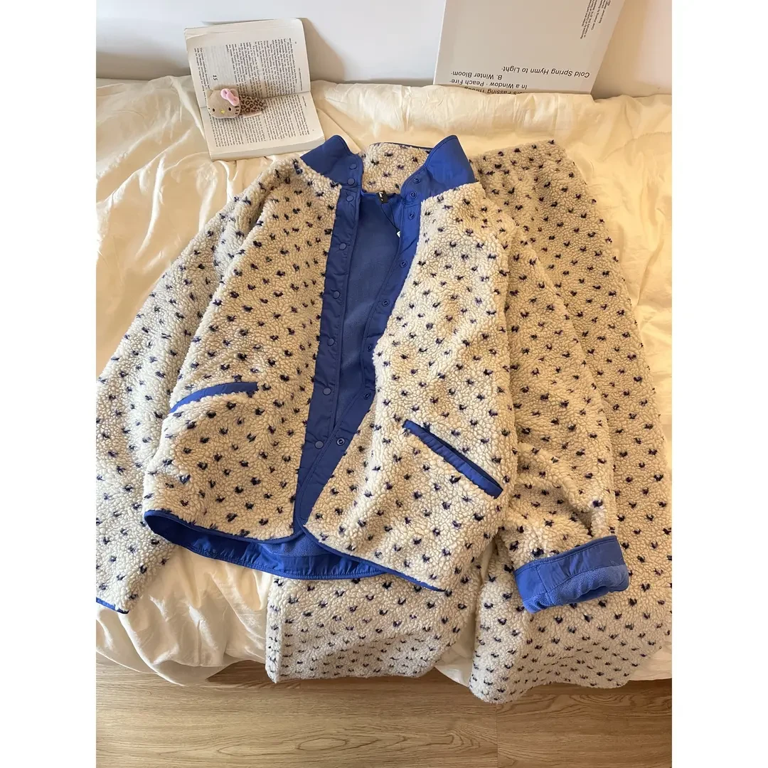 休闲波点家居服两件套女秋冬新款保暖加厚两面穿睡衣两件套可外穿