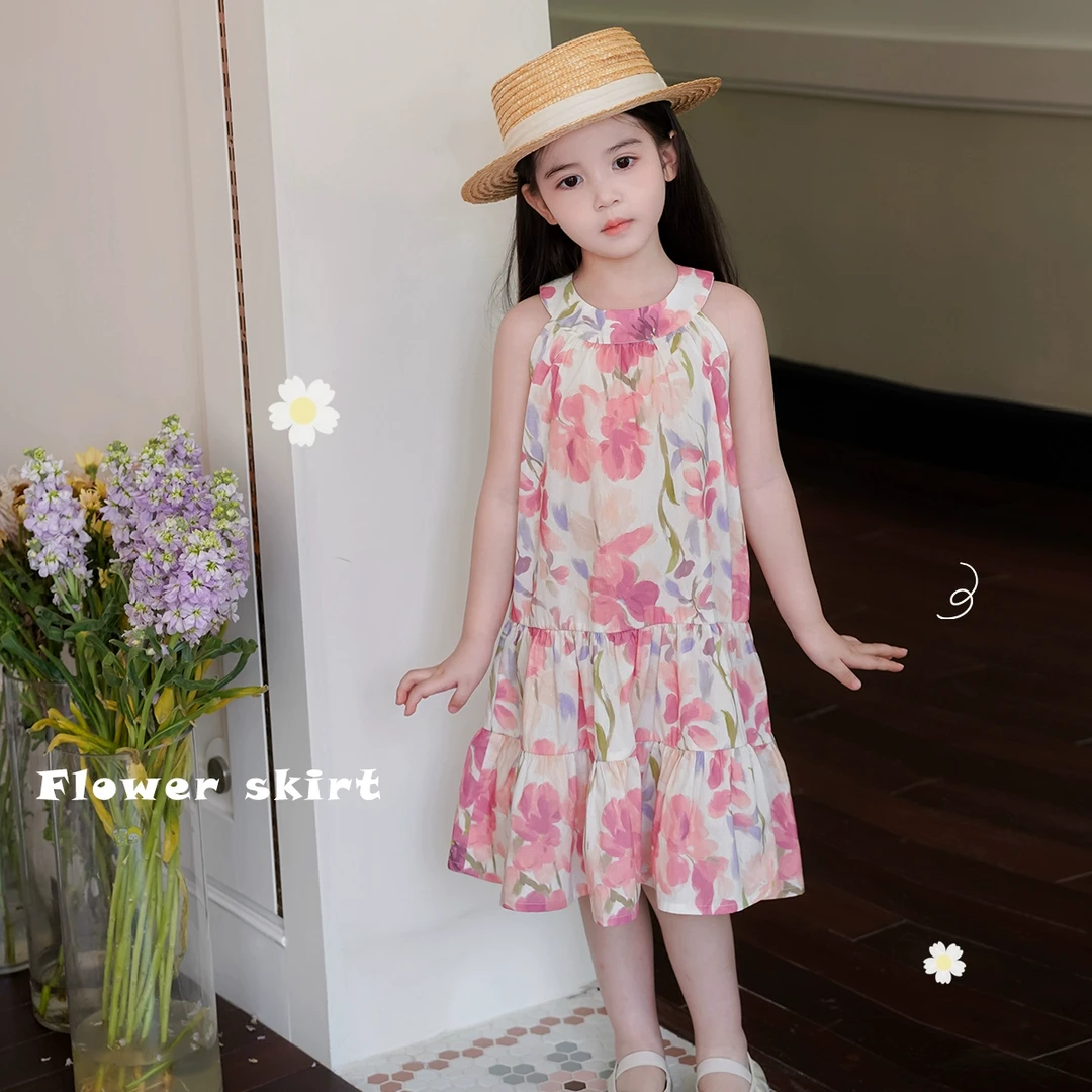 AnnieGirl夏季新款花朵连衣裙轻薄凉快纯棉舒适裙子2025棉布裙