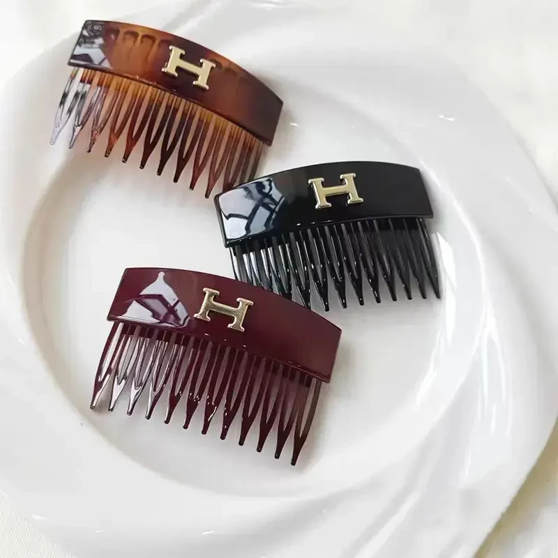 韩系字母倒插梳女碎发整理便携两用发梳头发卡侧边刘海夹发饰头饰