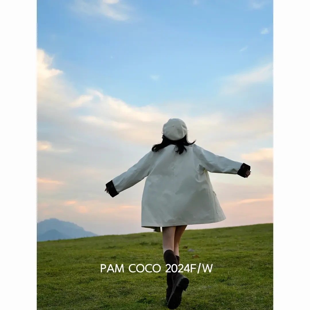 Pam Coco【秋日来信】2024新款上新韩版风衣外套中长款防风百搭春秋