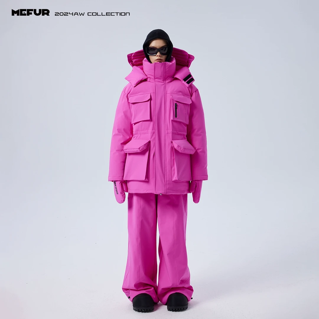 MEFUR 中长款羽绒服冬季新款廓形防风保暖多口袋鹅绒羽绒服女