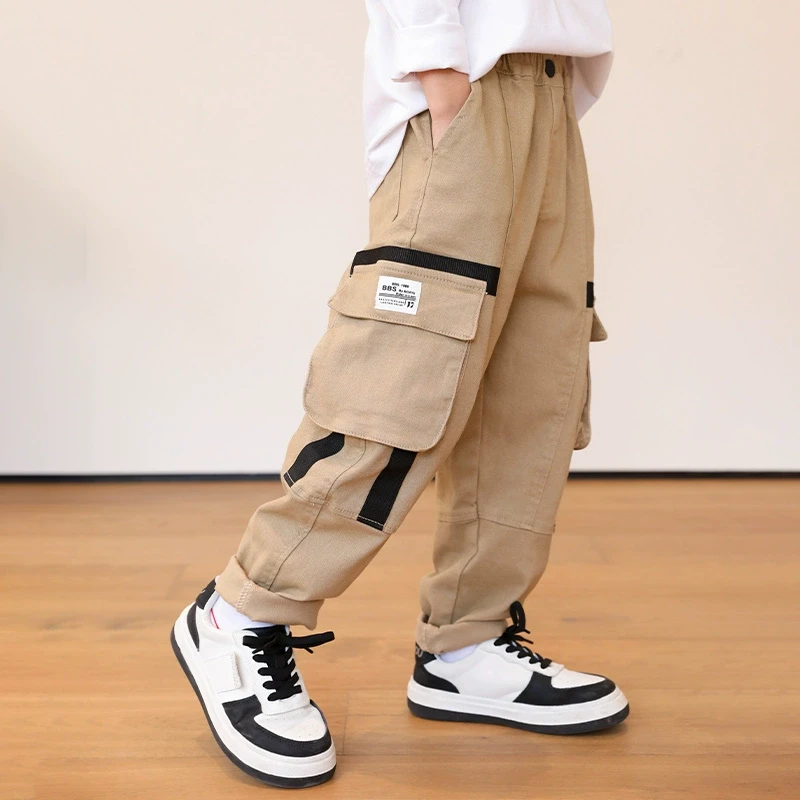 米西果男童裤子工装裤儿童休闲裤2025春秋款新款长裤男孩大童童装