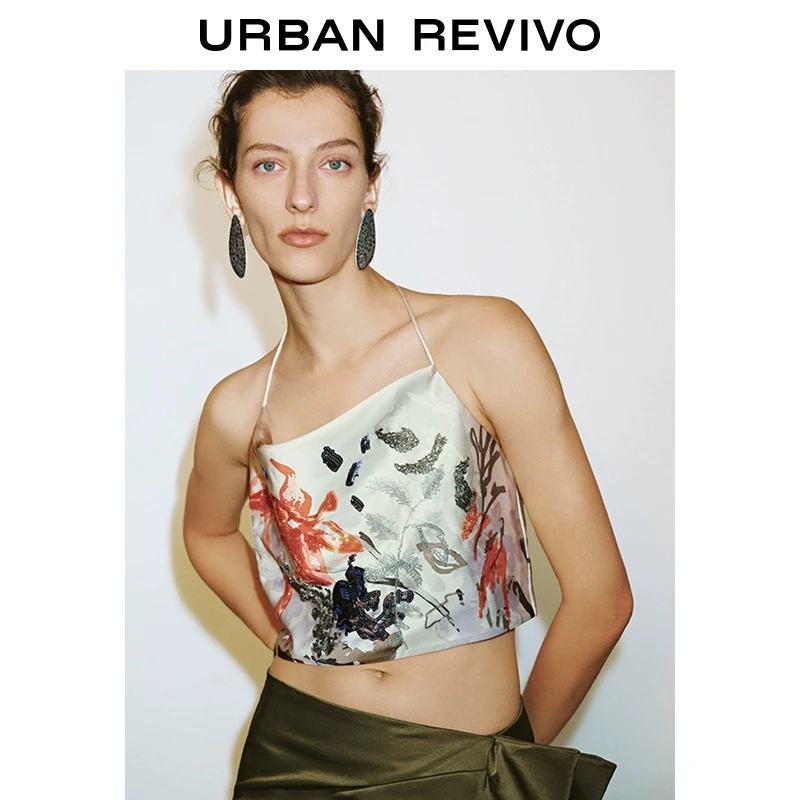 【UR设计师系列】UR2025春季新品女装欧若风系带吊带衫UWA250003