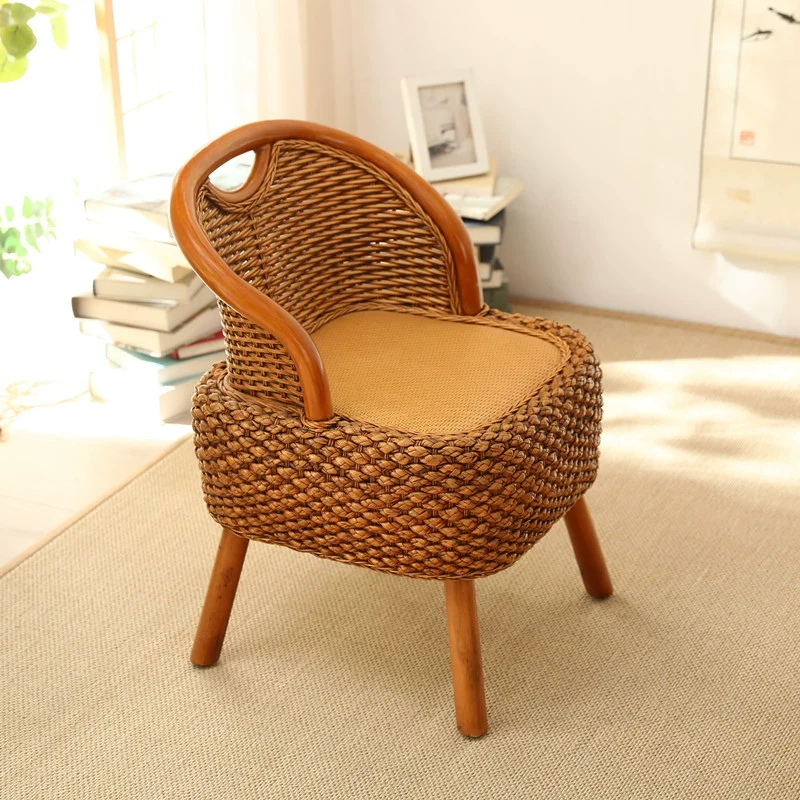 阳台藤椅单人靠背椅编织三件套懒人藤椅现代简约藤编小椅子