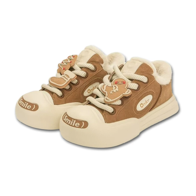 丑萌大头鞋雪地靴冬季加绒加厚保暖2024新款低帮厚底增高男女鞋子