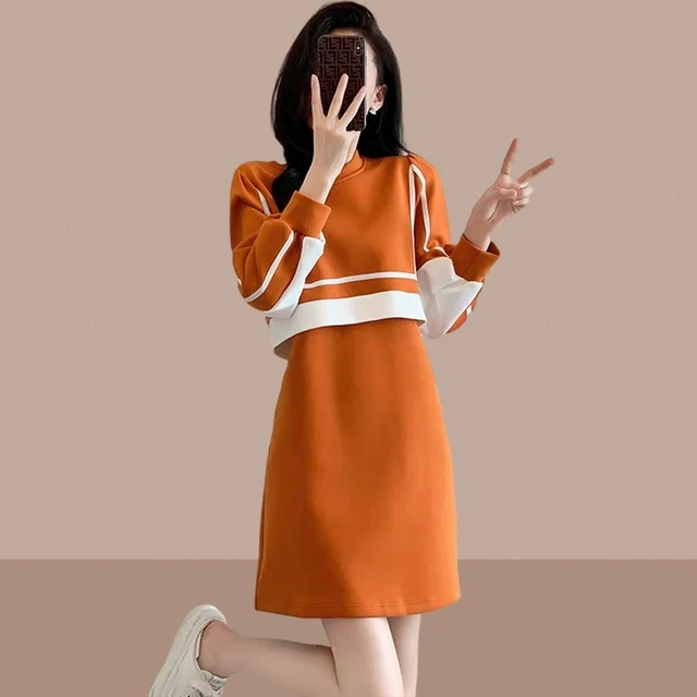 假两件连衣裙女士2024春秋季新款长袖减龄漂亮套装裙高级感小个子