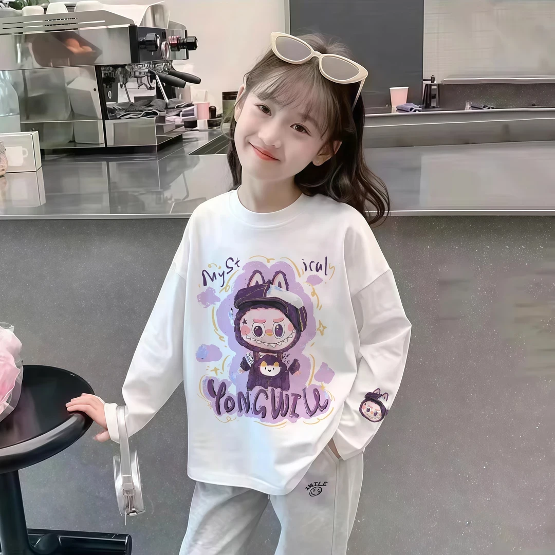 NESKIDS女童春秋装长袖儿童上衣洋气宝宝秋装打底衫T恤2025新款